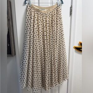 Daniel Rainn Beige and Black Polka Dot A-Line Skirt